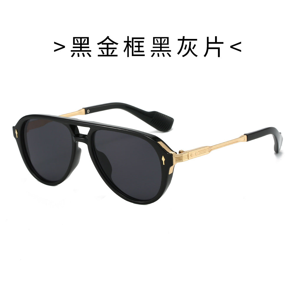 Wholesale Gold and plastic mixed double-beam toad sunglasses for men