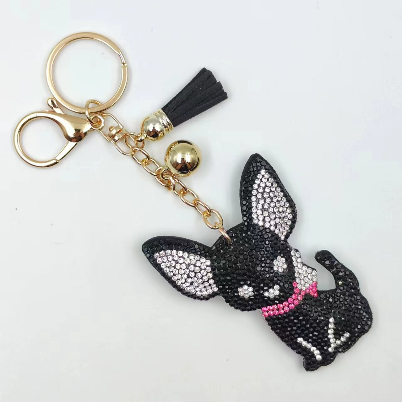 Wholesale  Cartoon Cute Cat Hot Diamond Cat  Tassel  Alloy Keychain