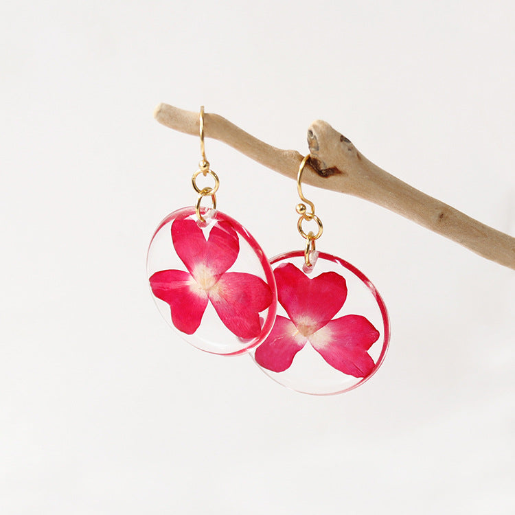 Wholesale 6pcs Everlasting Flower Forget-me-not Round Epoxy Color Earrings