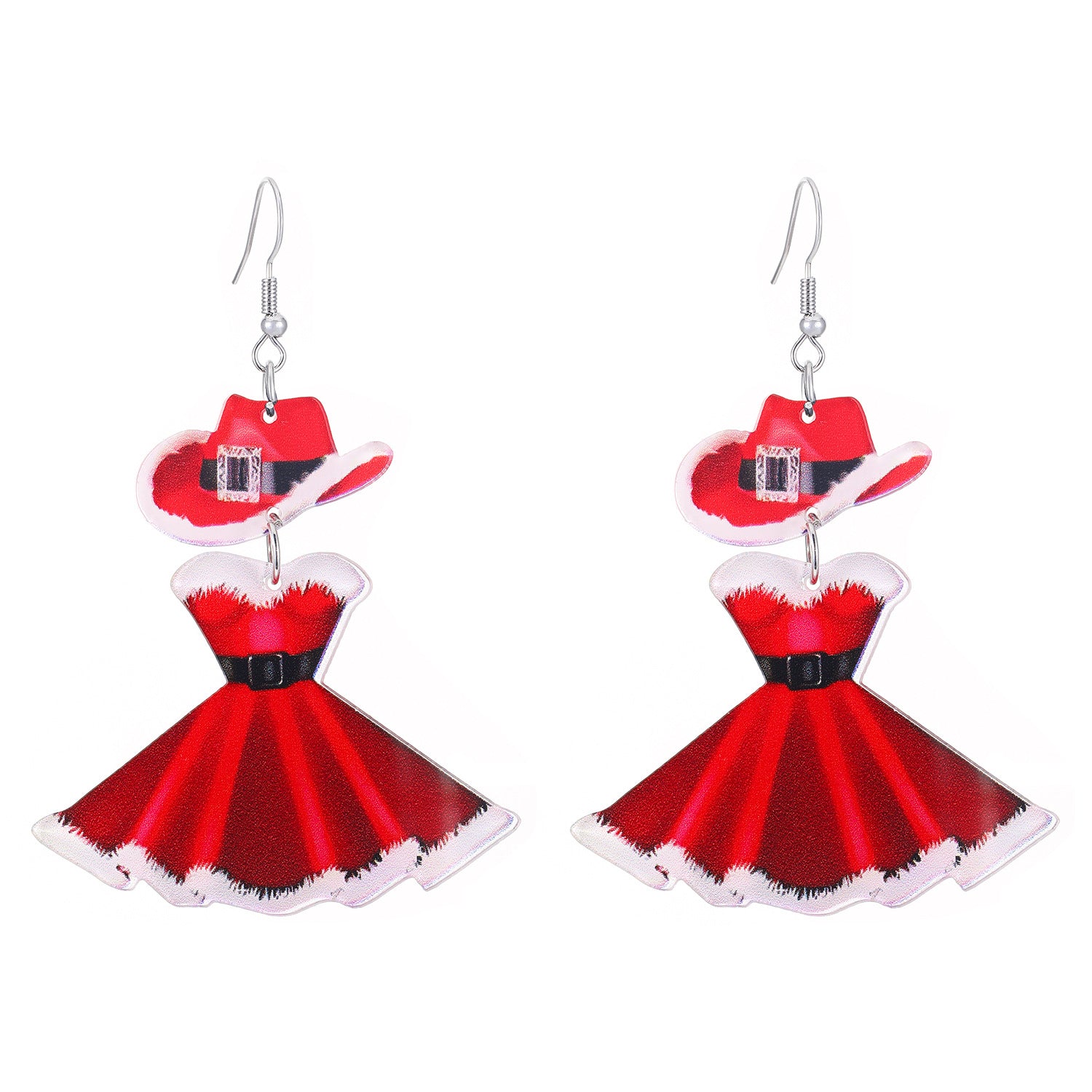 Wholesale Carnival Party Acrylic Red Dress Hat Niche Christmas Earrings