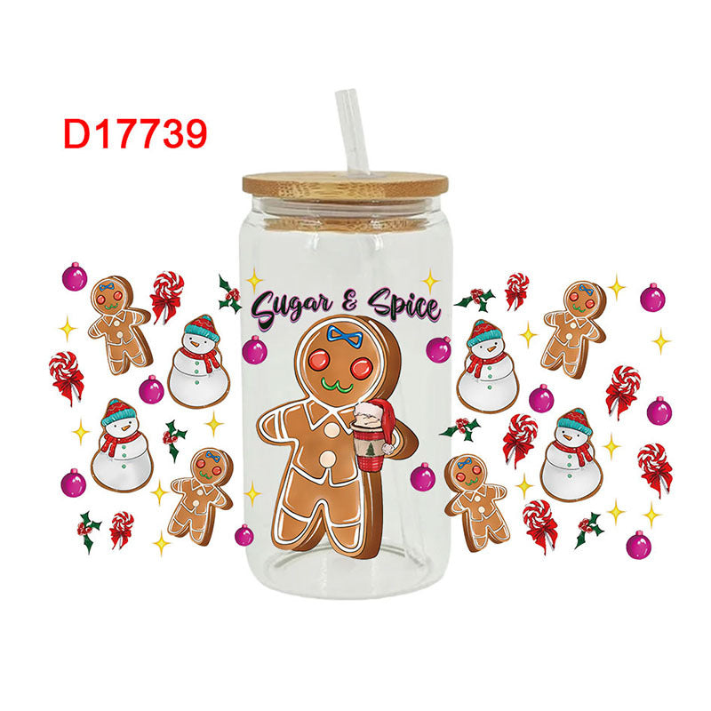 Wholesale Happy Christmas Series 16oz Cup UV DTF Wraps