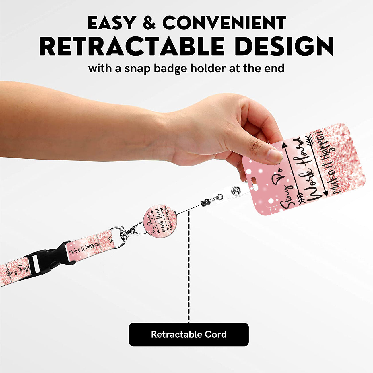 Wholesale Badge Reels Plastic Coffee LGBT Rainbow Card Holder Retractable Keychain