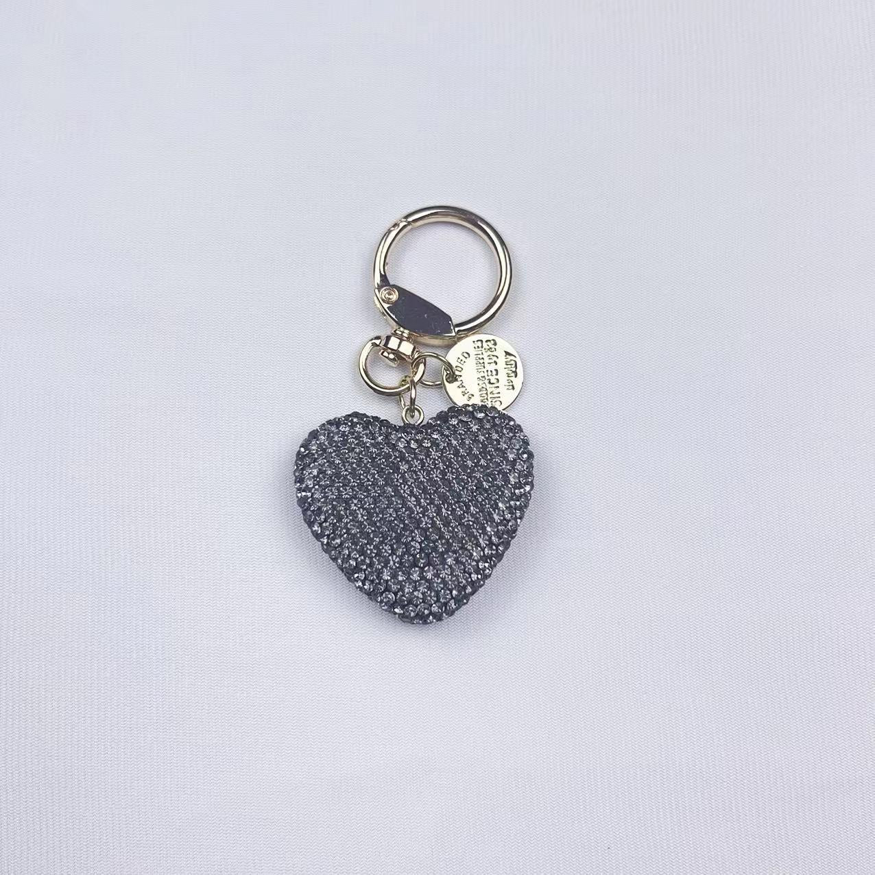 Wholesale Full Diamond Peach Heart Car Key Pendant Fashion Hang Tag Openable Love Keychains