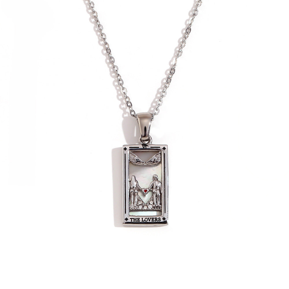 Wholesale Gold and silver Tarot card Stainless Steel Necklace