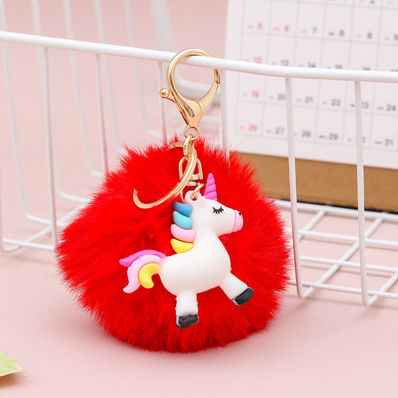 Wholesale Cute Hairball Rainbow Horse Keychain