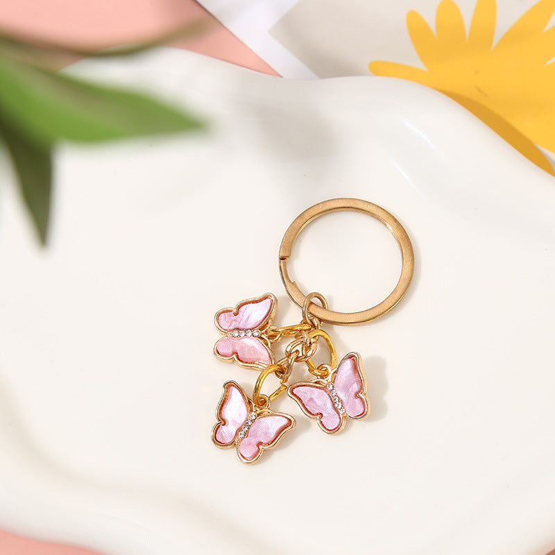 Wholesale Drip Oil Hot Selling Colored Diamond Acrylic Butterfly Keychain