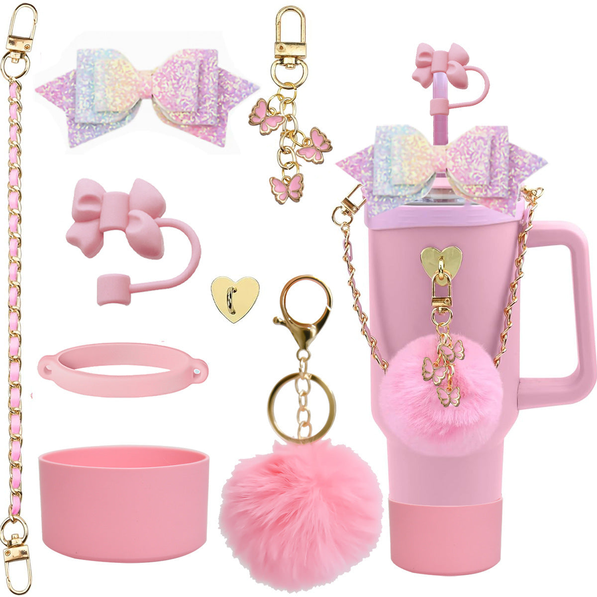 Wholesale Cup cover straw cap keychain plush elf cup accessories