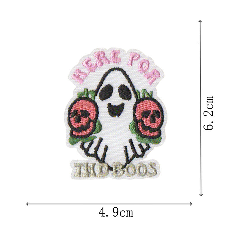 Wholesale new small ghost magic embroidery stickers cartoon cloth stickers handbook mobile phone Halloween decoration stickers DIY embroidery