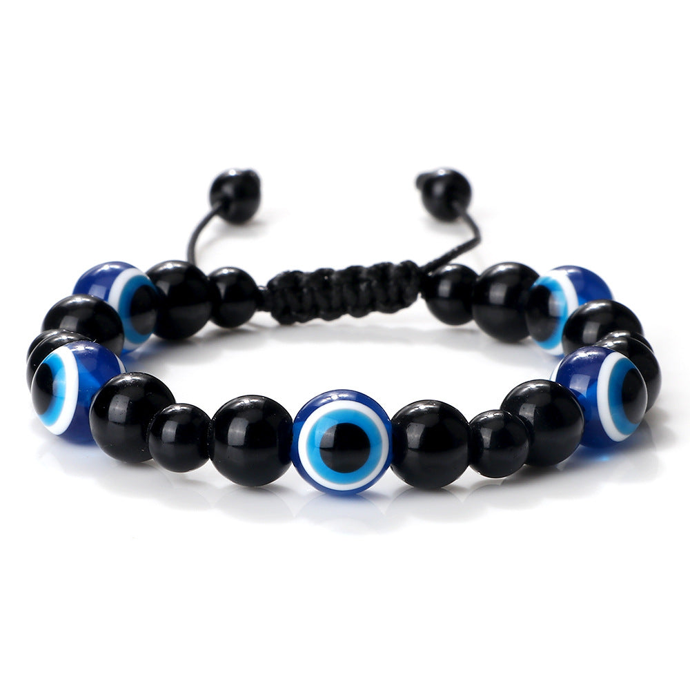 Wholesale  Jewelry Accessories 10mm Volcanic Rock Bracelet Turkey Devil' s Eye Beaded Hand Rope Adjustable