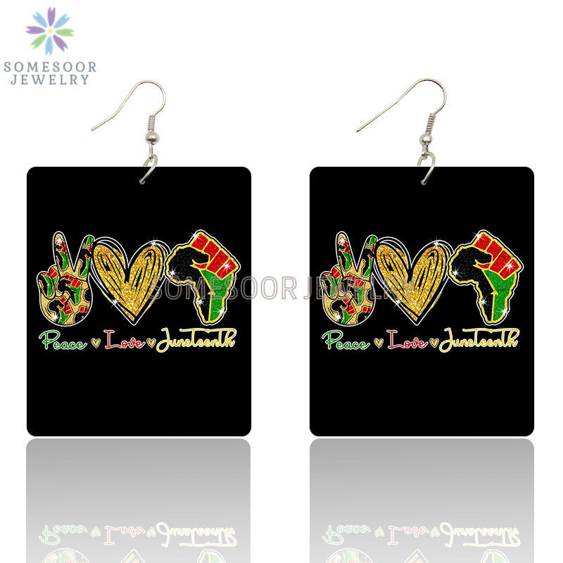 Wholesale Rectangular Exaggerated Wood Earrings