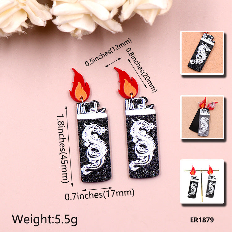 Wholesale 5pcs/pack Flower Acrylic Flame Lighter Vintage Earrings