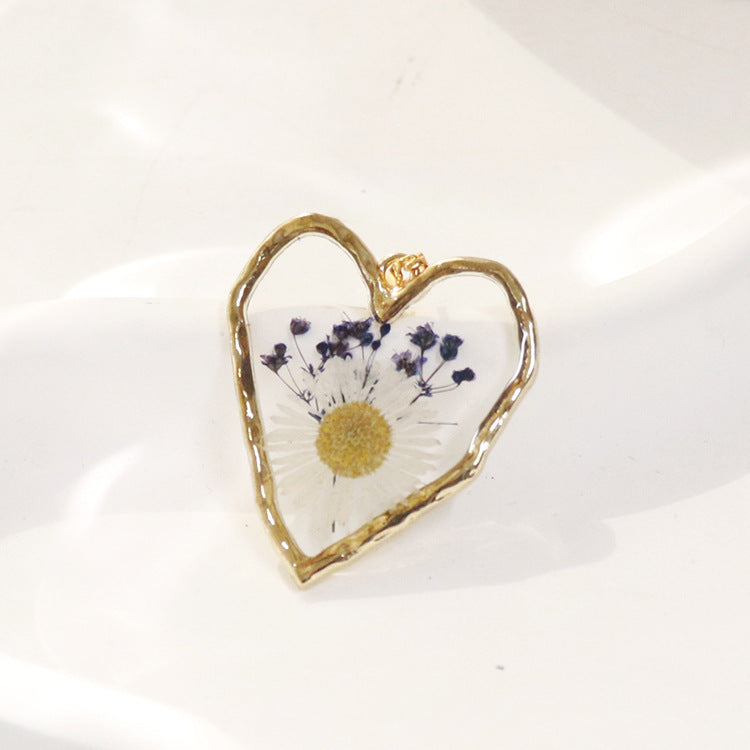 Wholesale 6pcs Irregular Love Month Flower Real Flower Pendant Resin Accessories