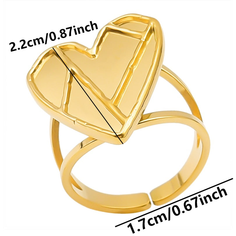 Wholesale Valentine's Day Geometric Pattern Heart-shaped Stainless Steel Rings