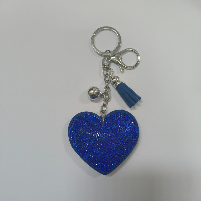 Wholesale Creative Heart-Shaped Diamond-Encrusted Bag Keychain