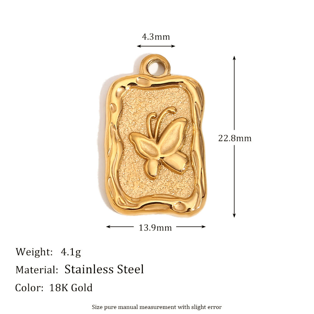 Wholesale Gold Waterdrop Rose Pattern Tile Pendant