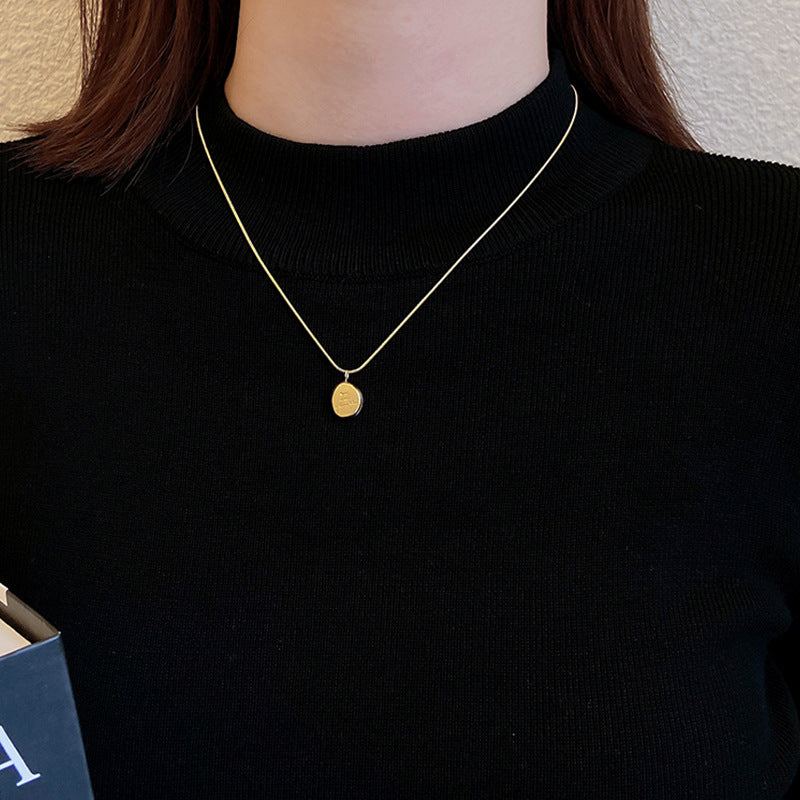 Wholesale English Letter Oval Brand Titanium Steel Non-fading Necklace Clavicle Chain