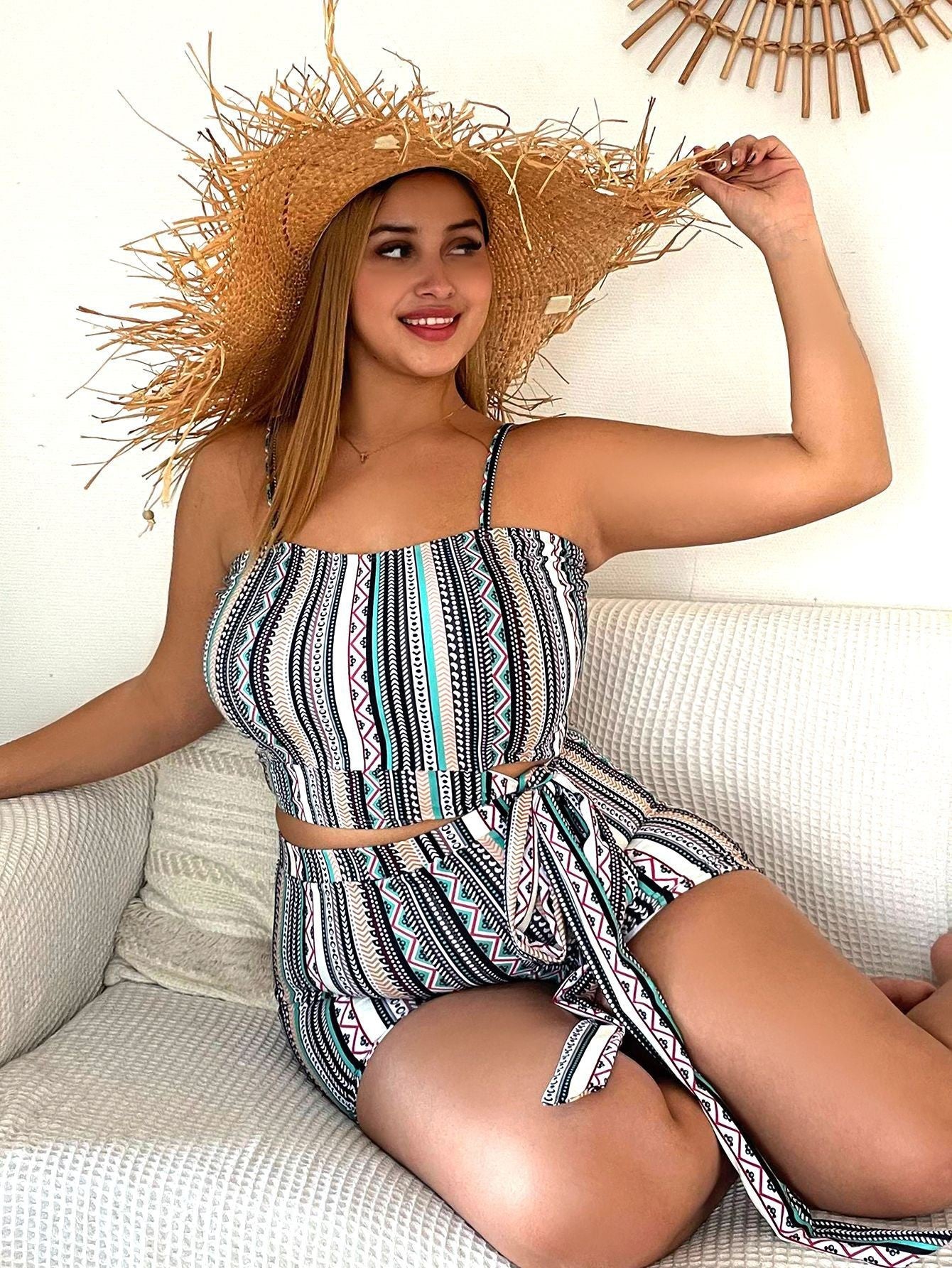 Trajes de baño de poliéster de talla grande de Bandeau