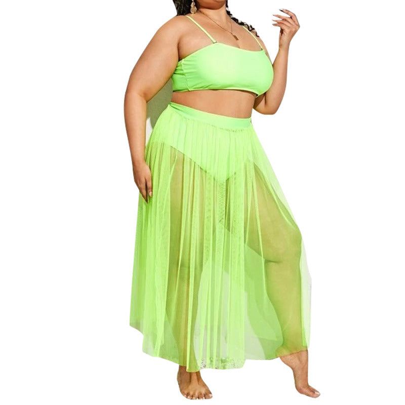 Wholesale plus size split skirt three piece set Swimwear