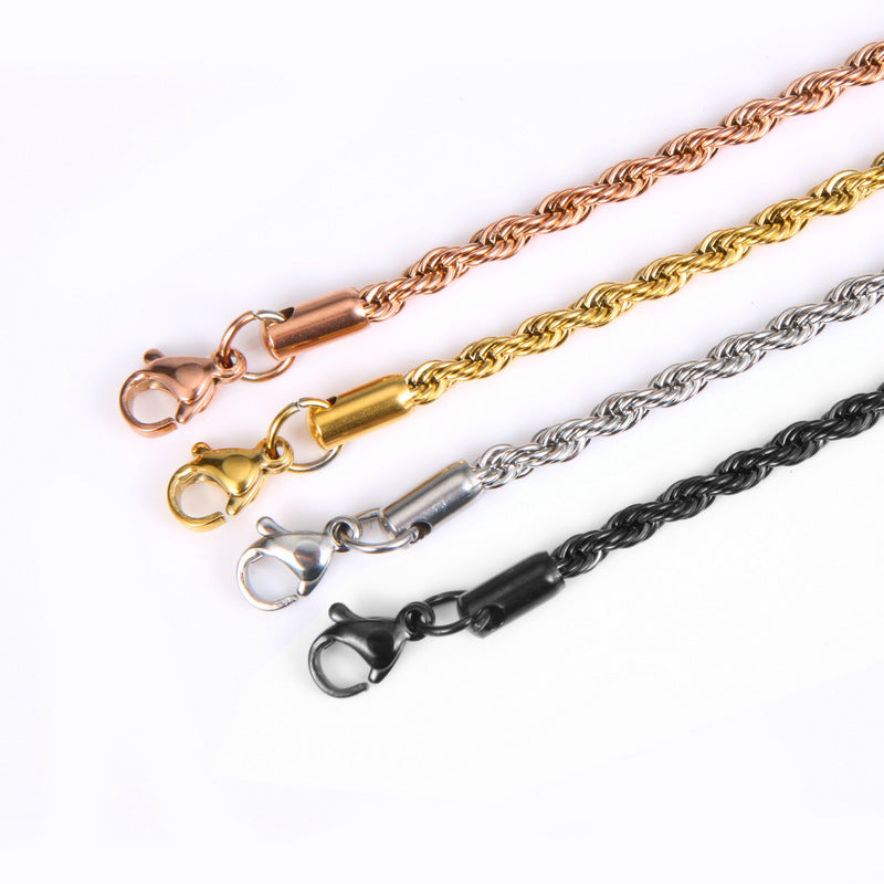 Wholesale 3mm Stainless Steel Twist Chain Necklaces