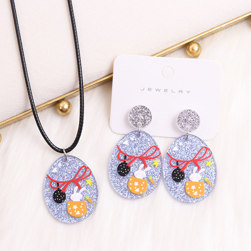 Wholesale Easter Egg Floral Rabbit Acrylic Earrings