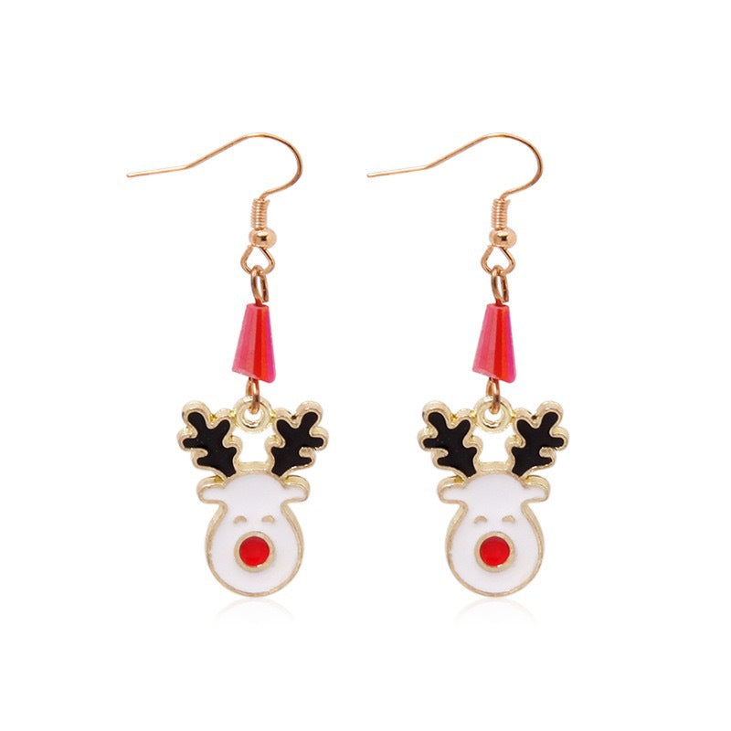 Wholesale  Christmas Hat Elk Christmas Bell Earrings