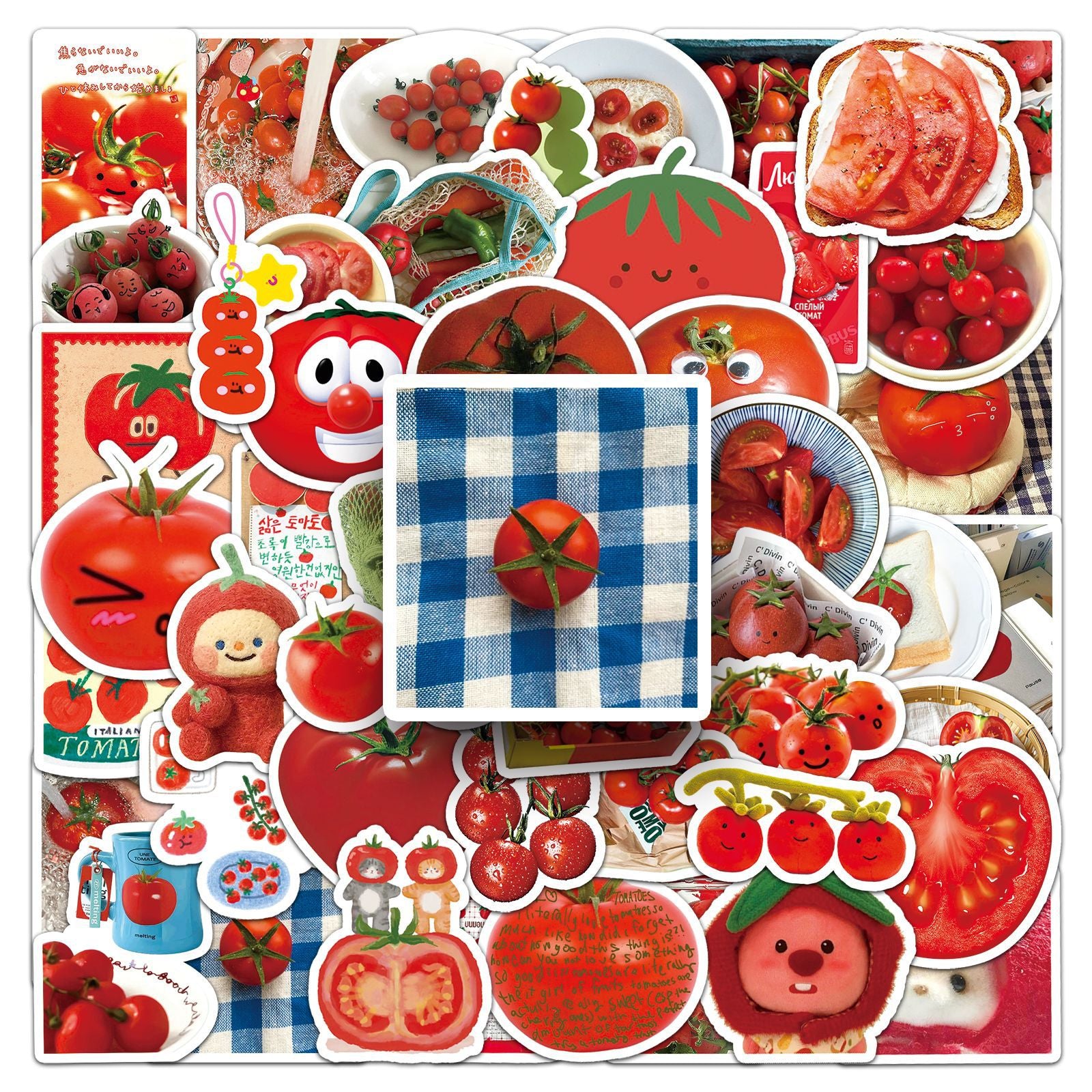 Wholesale 50 Red Cartoon Lucky Little Tomato Doodle Stickers