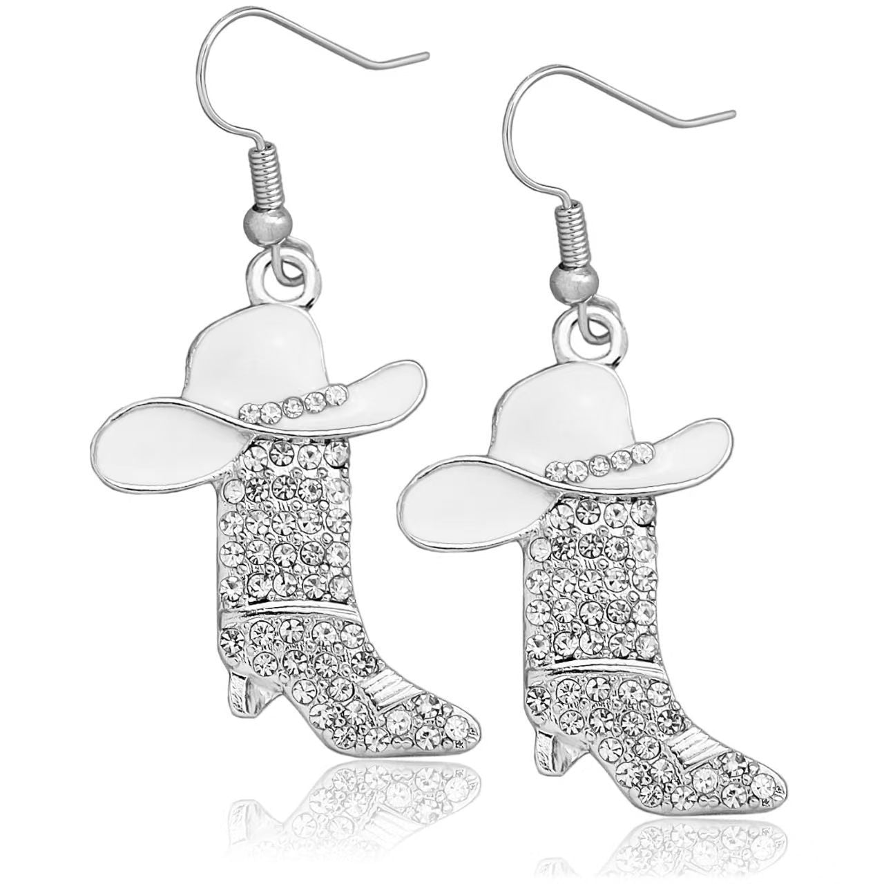 Wholesale Alloy Electroplated Blue Rhinestone Western Boot Drop Earrings For Women Stylish Party Accessory
