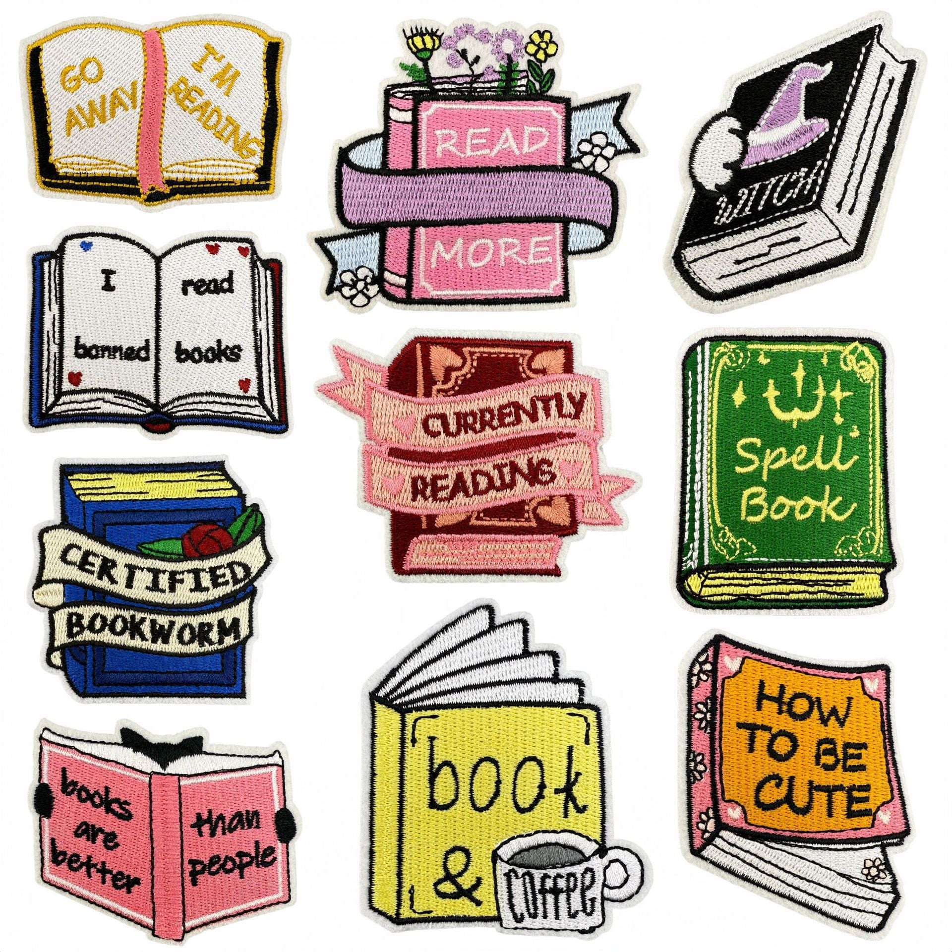 Wholesale Polyester Embroidered Cartoon Book Iron On Patch Reading Badge Decorative Fashion Accessory