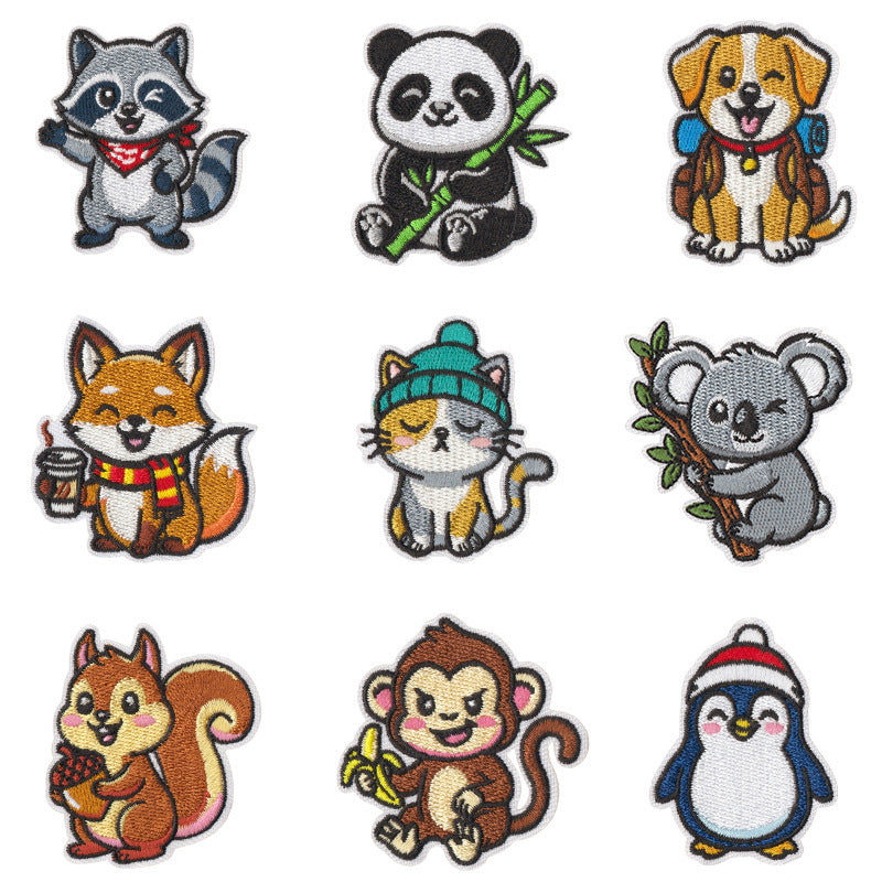 Wholesale Cute Forest Animal Embroidery Patches Set Of 9 Iron On DIY Decorative Accent For Kids Clothing Repair Backpack Hat Decor