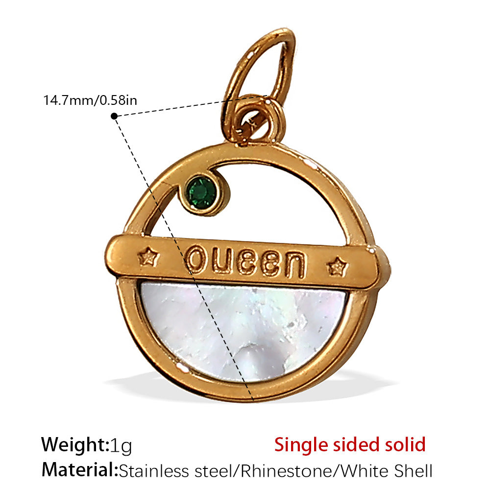 Wholesale Zircon Inlaid Starfish Round Stainless Steel Necklace Pendant