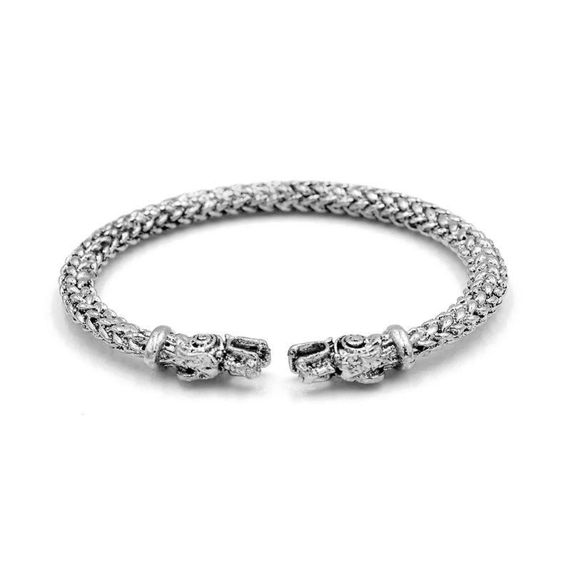 Wholesale Retro Men's Wolf Head Opening Bracelet