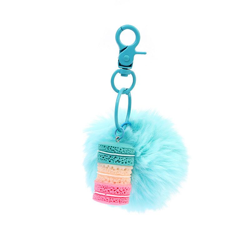 Wholesale Colorful cute furry ball plush Metal Keychain