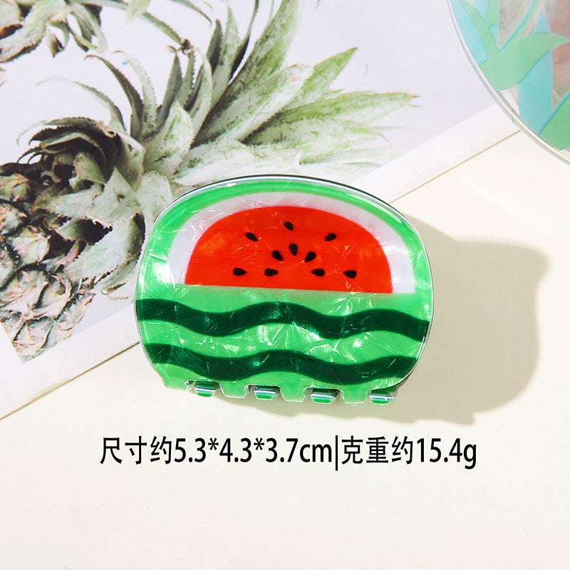 Wholesale PVC Korean Style Fruit Hair Clips Cute Lemon Strawberry Claw Clip For Everyday Styling Gift