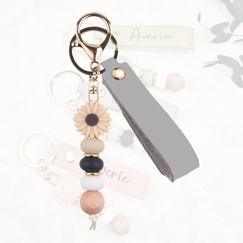 Wholesale  Candy colored daisy Beaded Keychain