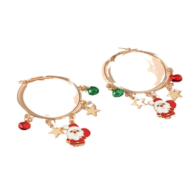 Wholesale Christmas Lovely Santa Claus Zinc Alloy Earrings