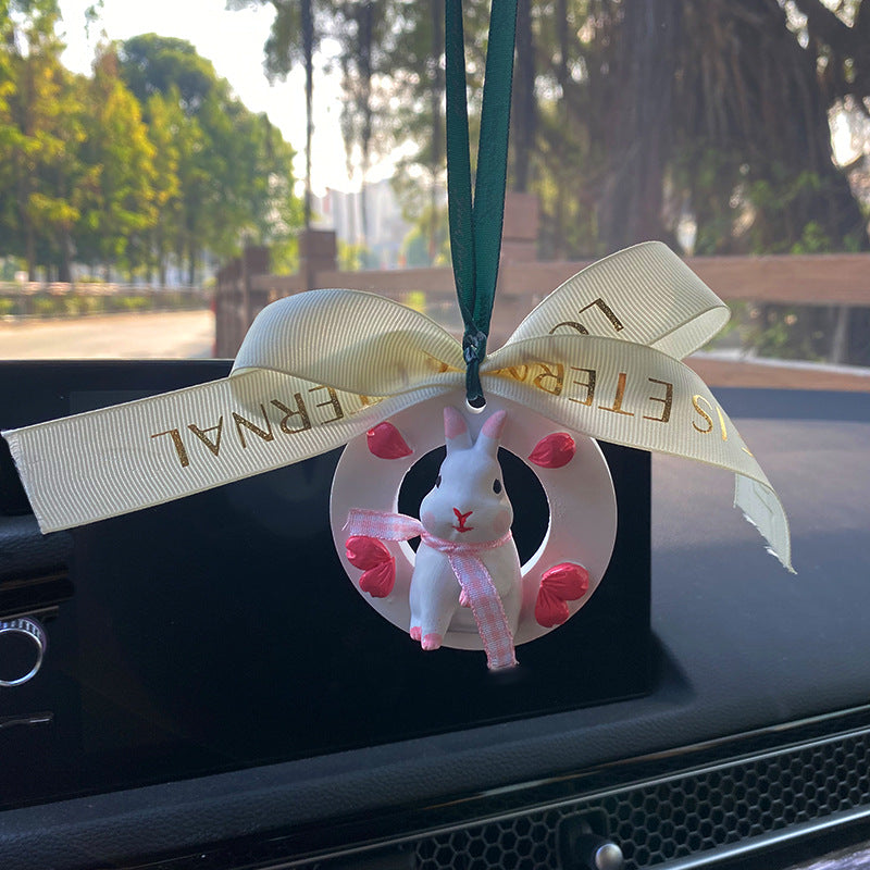 Wholesale Car Mounted Aromatherapy Expansion Stone Rabbit Rearview Mirror Decorations