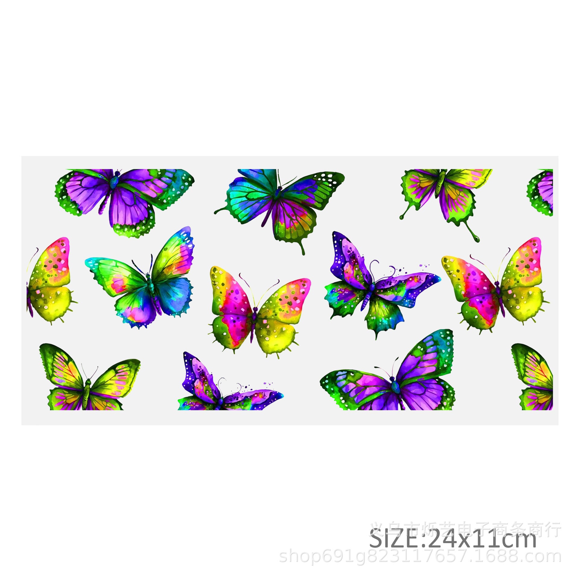 Wholesale 5pcs Butterfly Flower Print UV DTF Transfer Crystal Cup Sticker