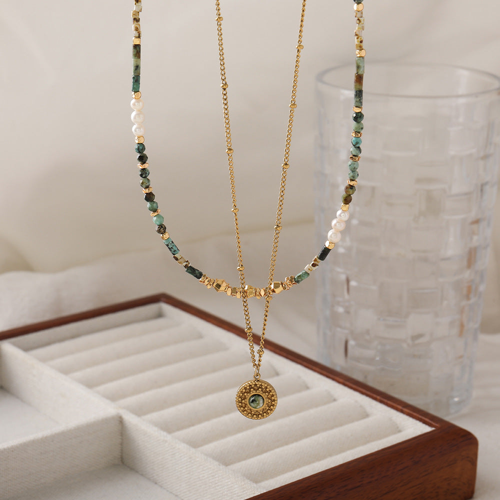 Wholesale New Natural Freshwater Pearl Turquoise Handmade Beaded Necklace Original Design