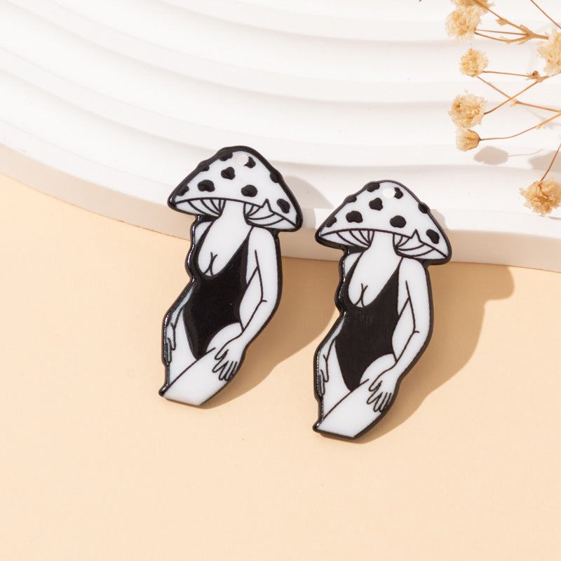 Wholesale 10pcs Acrylic Double-sided Printed Mushroom Girl DIY Materials