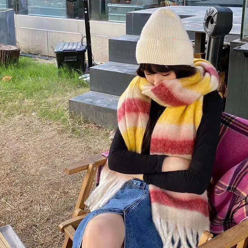 Wholesale Long Tassel New Rainbow Plaid Scarf