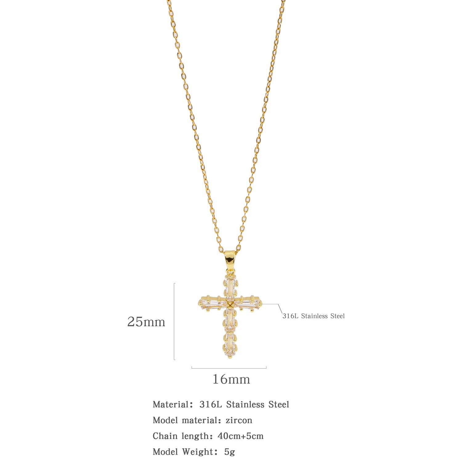 Wholesale Colorfulful Zircon Men' s and Women' s Cross Necklace Niche Design