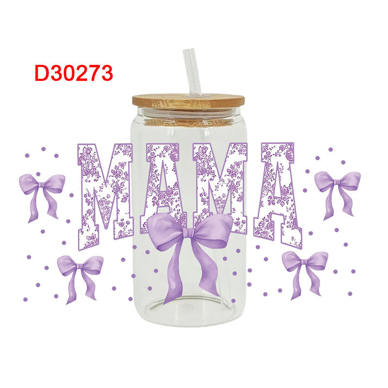 Wholesale Colorful Bow Mother's Day Series 16oz Cup UV DTF Wraps