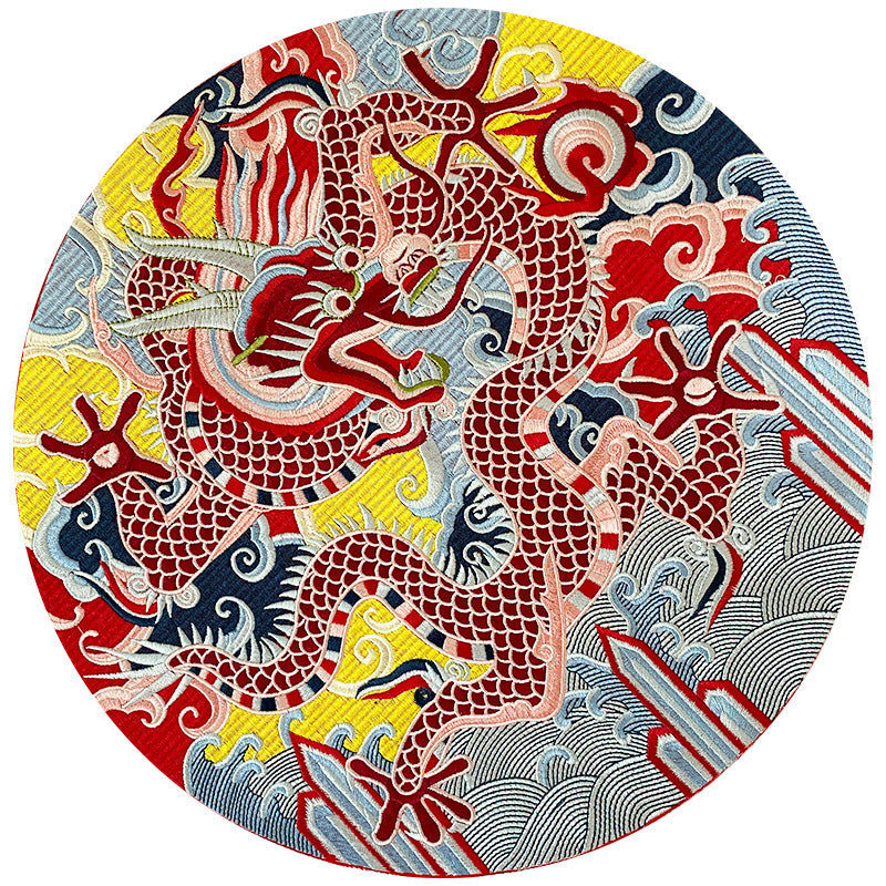 Wholesale Chinese Style Dragon Phoenix Round Satin Fabric Patches For Coat Decoration 8 Pack Stylish DIY Accessory