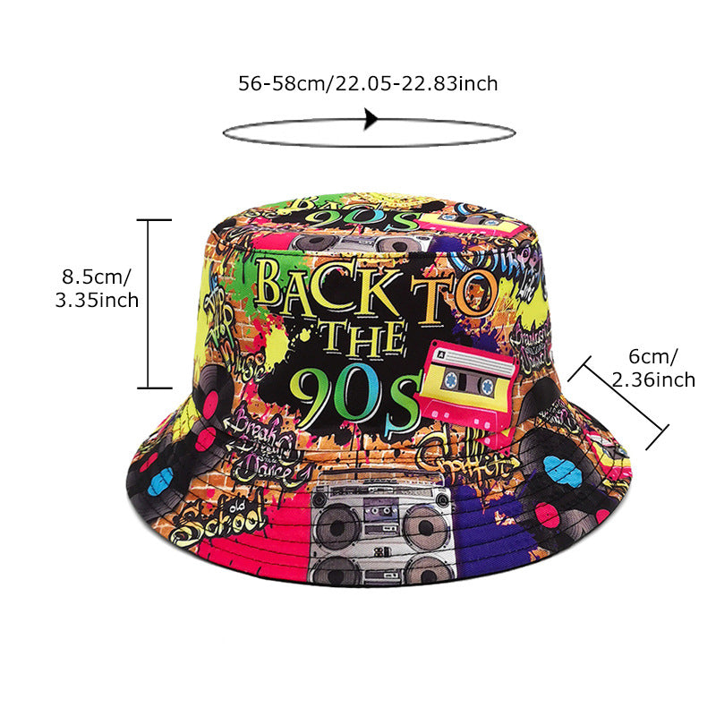 Wholesale Retro Nostalgic Tape Pattern Visor Fisherman Double-sided Hat