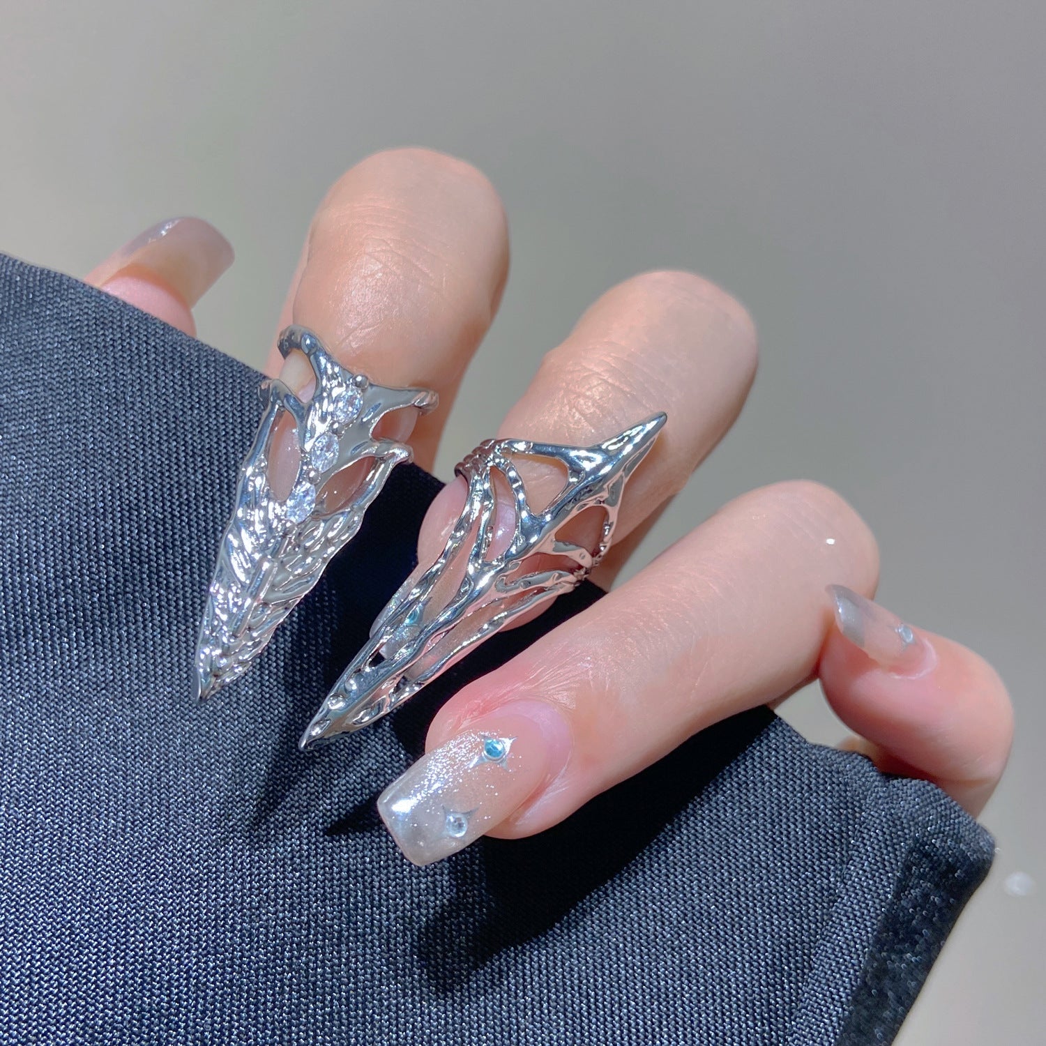 Wholesale  Geometric Diamond Opening Nail Copper Ring