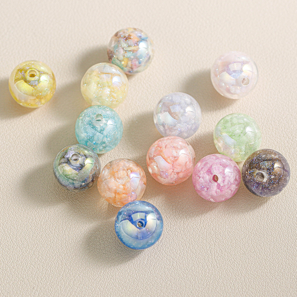 Wholesale 20pcs Luminous colored glass brocade Acrylic Beads