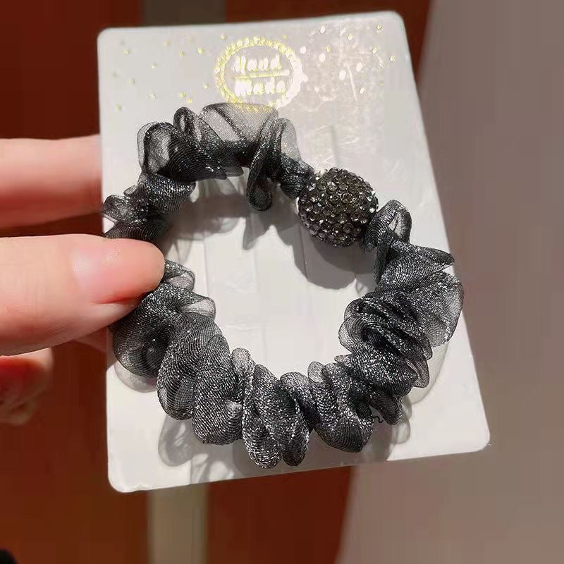 Wholesale leopard hair rope hair ring high sense rhinestone large women's hair accessories