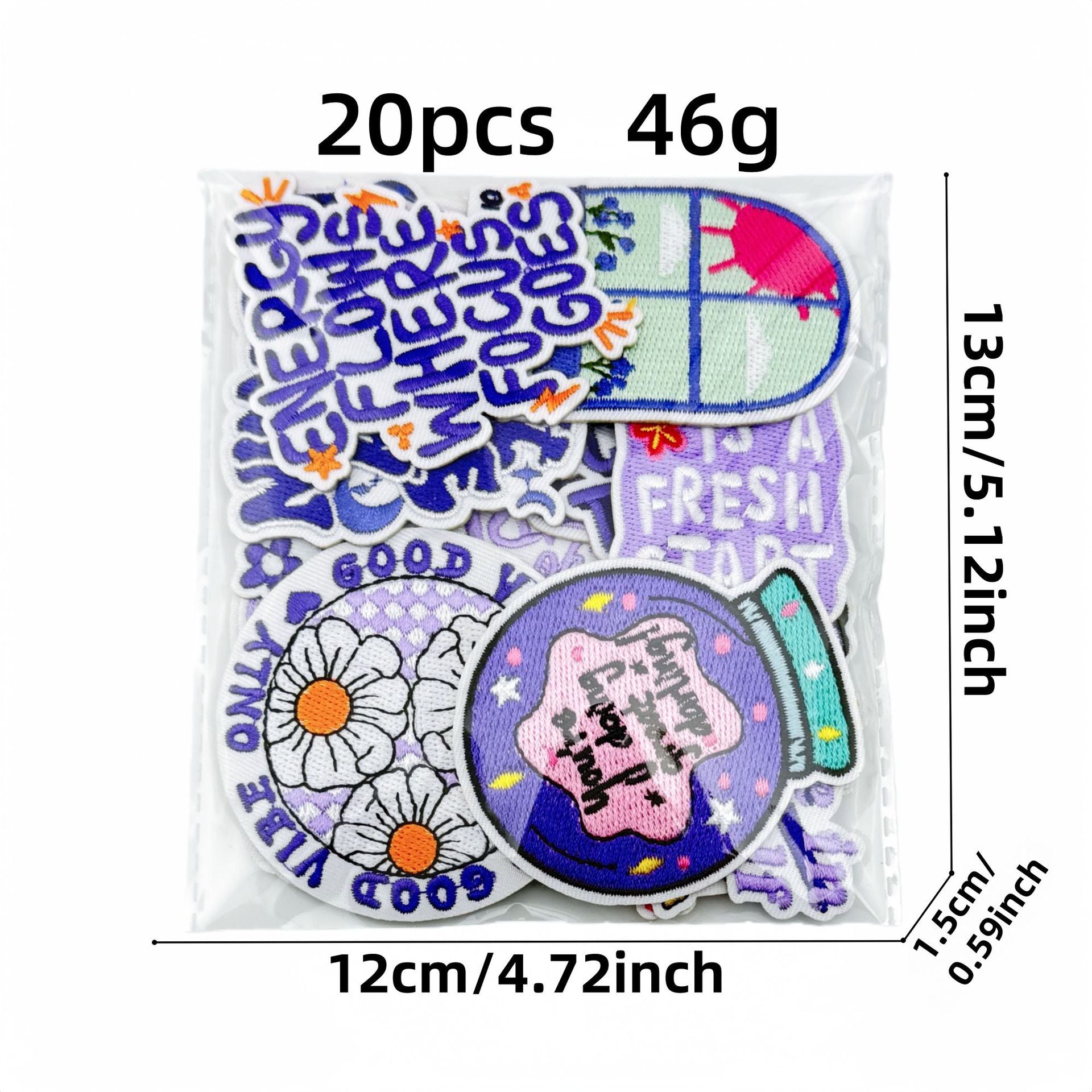 Wholesale Purple Graffiti Inspirational Embroidered Patch Iron On Applique For Clothing Bags DIY Craft