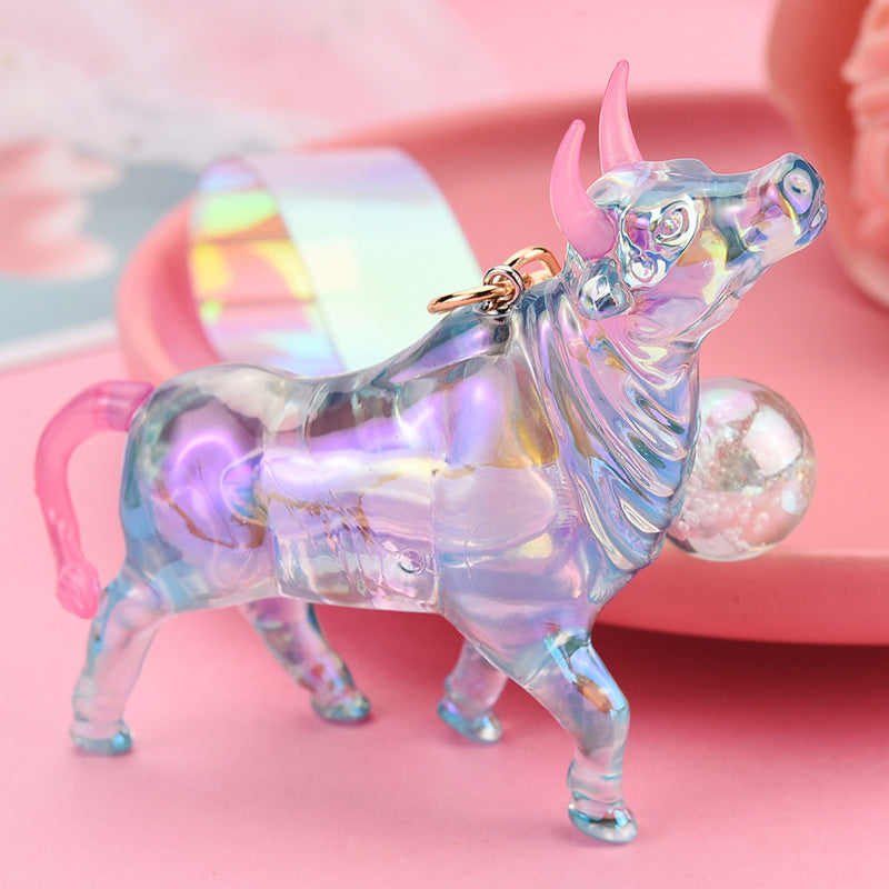 Wholesale acrylic colorful zodiac cow doll machine pendant car keychain