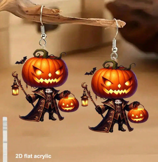 Wholesale  y pumpkin man flat acrylic earrings